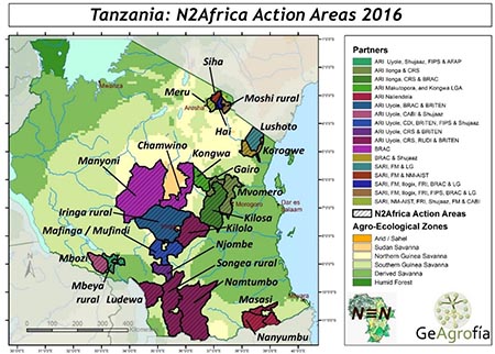 Tanzania N2Africa Action Areaas